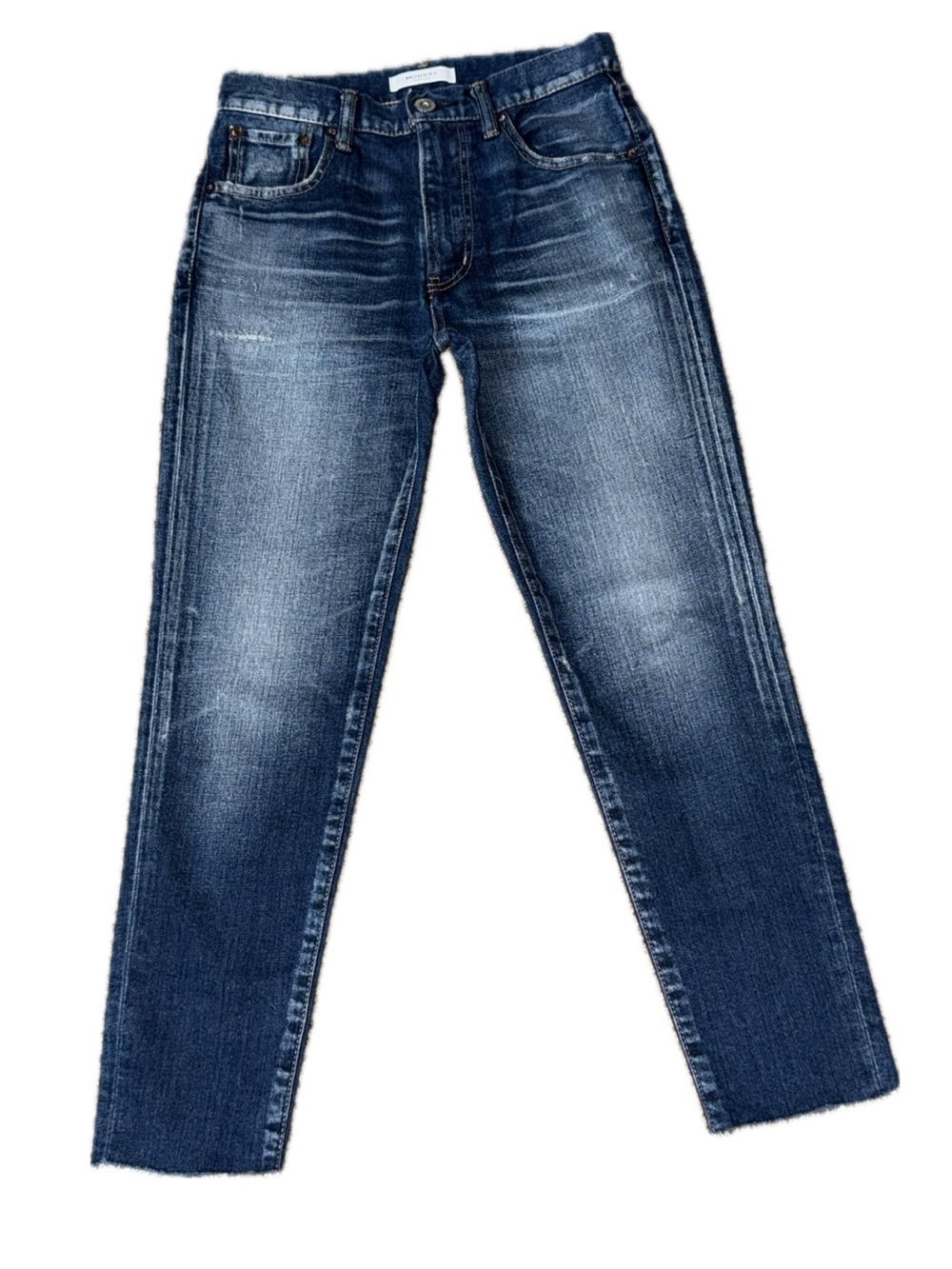 MOUSSY VINTAGE Japan Made Distressed Raw Hem Skinny Dark Wash Blue Jeans | Sz 26